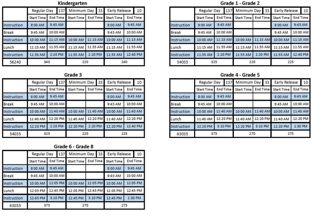 Bell Schedule & Instructional Minutes AUES